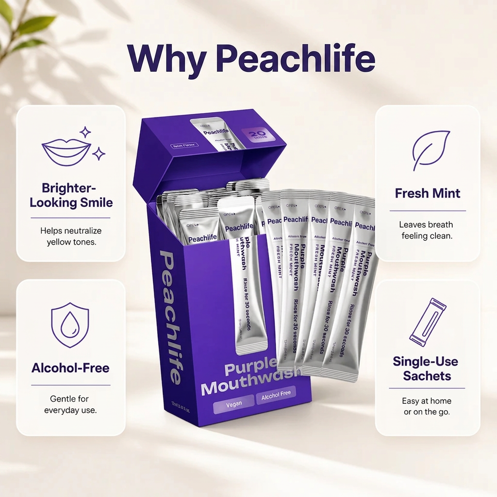 Peachlife Purple Mouthwash — Fresh Breath in 30 Seconds