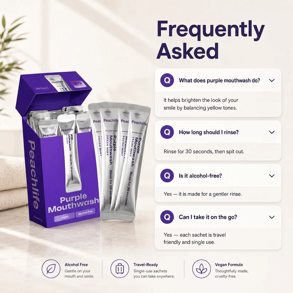 Peachlife Purple Mouthwash — Fresh Breath in 30 Seconds