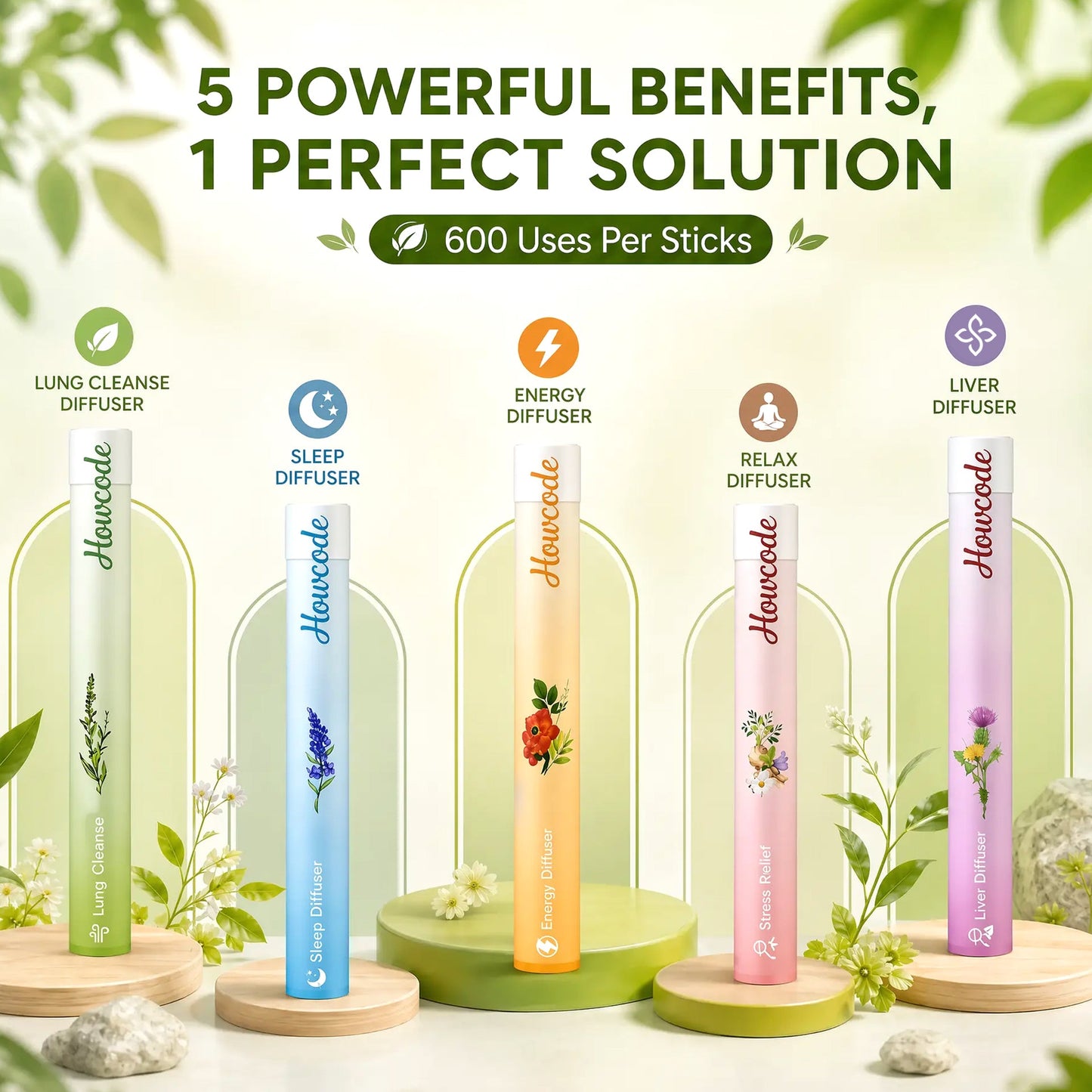Howcode®New Blend - Full Set Diffusers – 4 Aroms In 1 Box